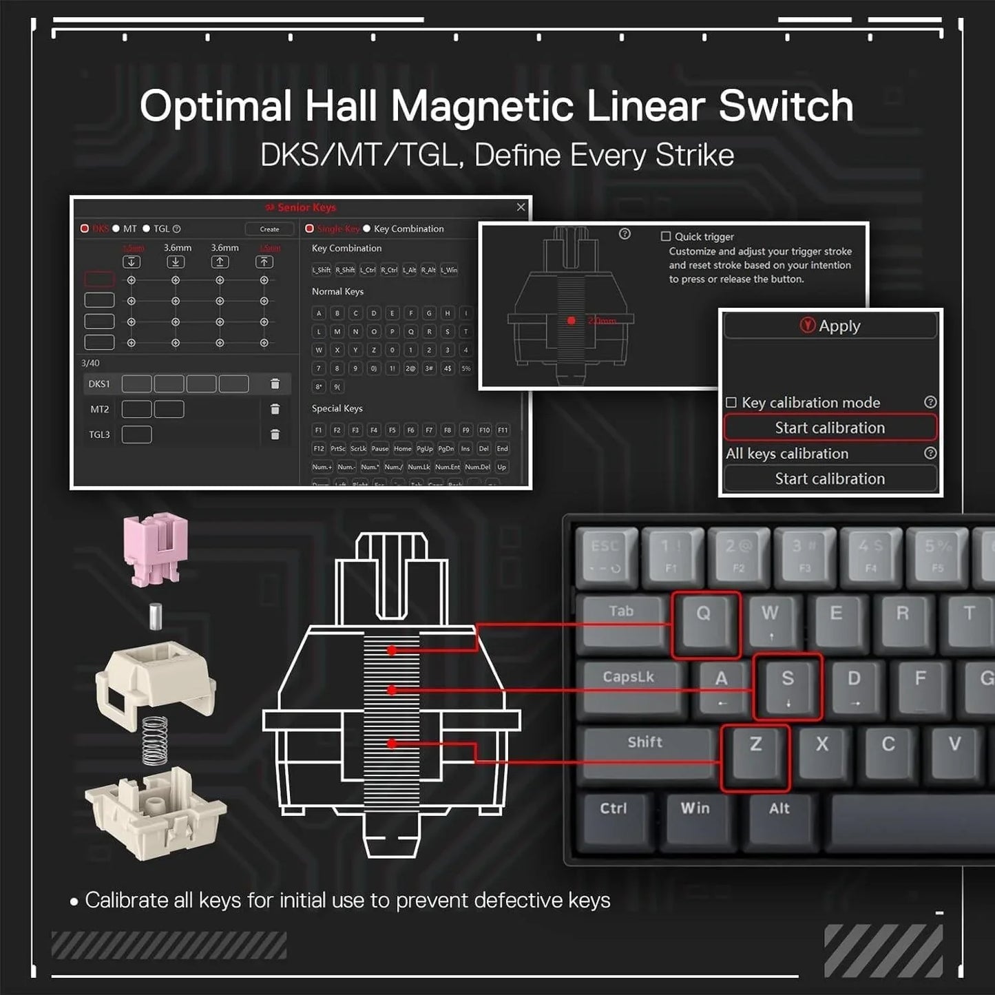 Redragon fizz k617m he (magnetic hall effect keyboard) 8k hz polling rate gray