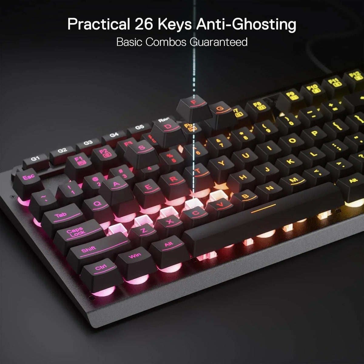 Redragon k513 rgb membrane gaming keyboard standard 104 keys linear keyboards