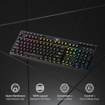 Redragon k513 rgb membrane gaming keyboard standard 104 keys linear keyboards