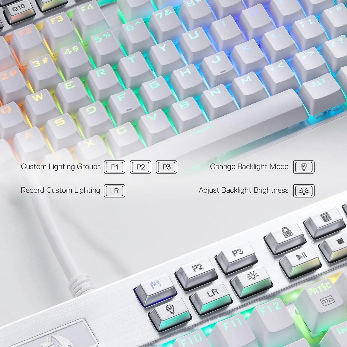 Redragon k550 rgb gaming keyboard 104 keys + 12 macro g keys wired mechanical