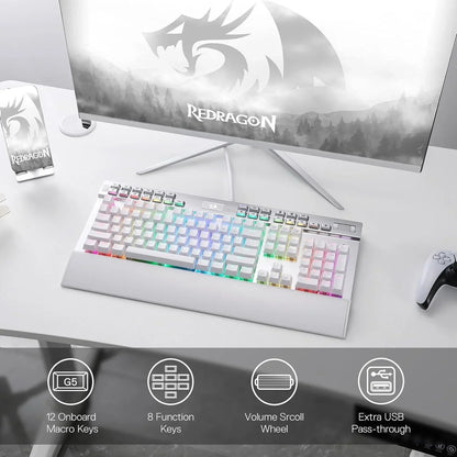 Redragon k550 rgb gaming keyboard 104 keys + 12 macro g keys wired mechanical