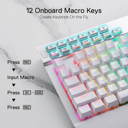 Redragon k550 rgb gaming keyboard 104 keys + 12 macro g keys wired mechanical