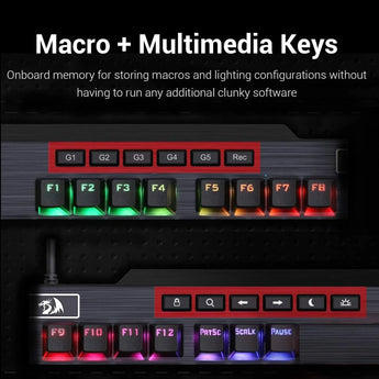 Redragon k555 mechanical gaming keyboard with blue switches macro recording,