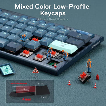 Redragon k632 blue pro 60% 3-mode connection rgb mechanical ultra-thin low