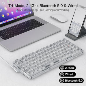 Redragon k649 pro 78% wireless gasket rgb gaming keyboard 3-modes 82 keys