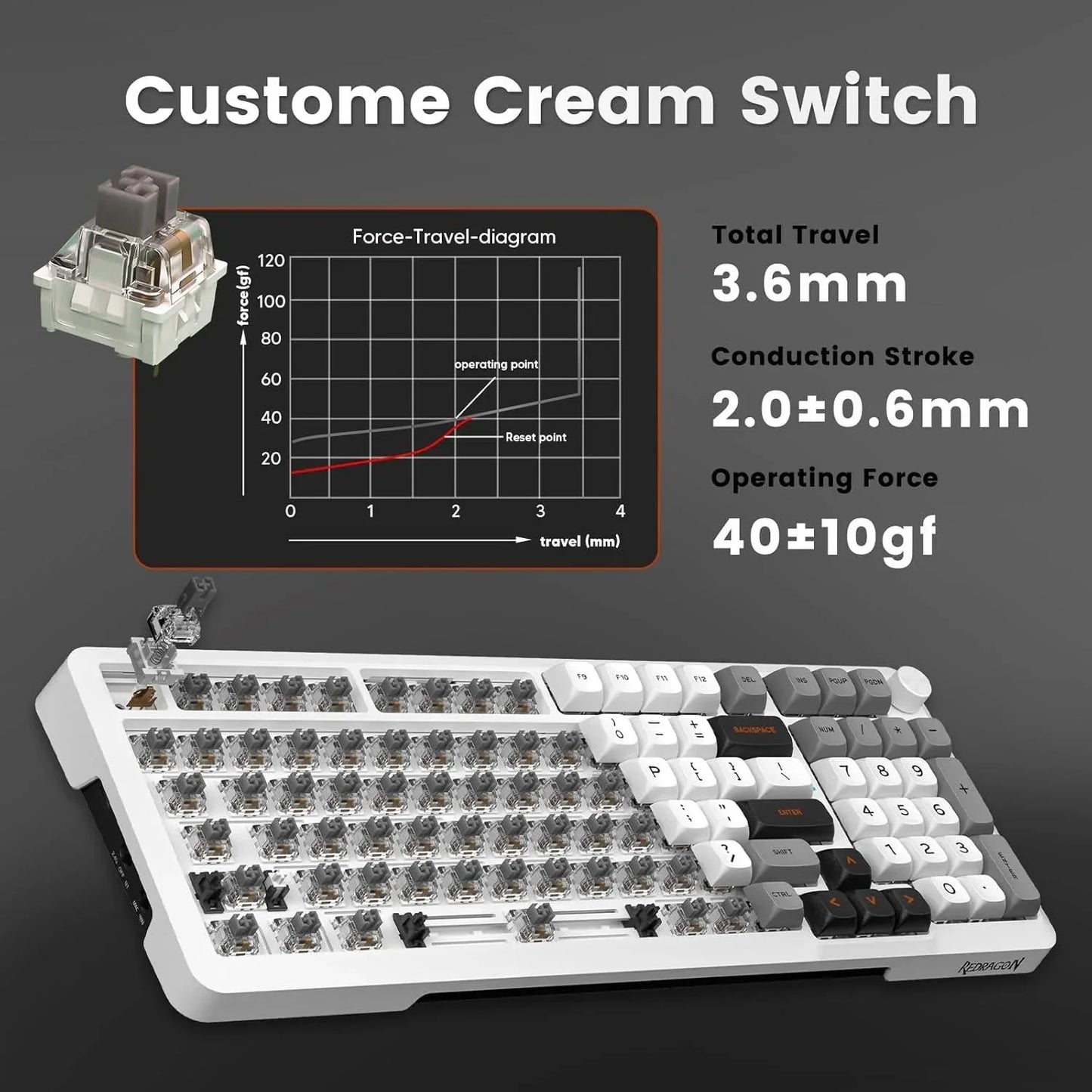 Redragon k688 gwl wireless mechanical keyboard 3 mode gasket mounted rgb