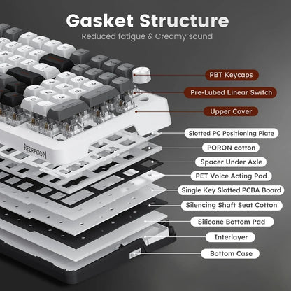 Redragon k688 gwl wireless mechanical keyboard 3 mode gasket mounted rgb