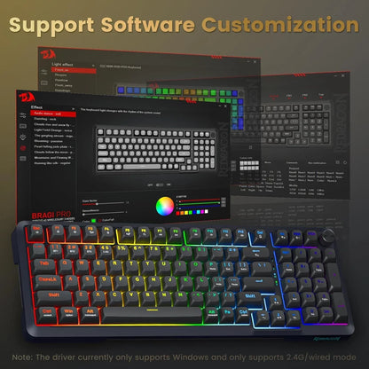 Redragon k688 wireless mechanical keyboard 3 mode gasket mounted rgb gaming