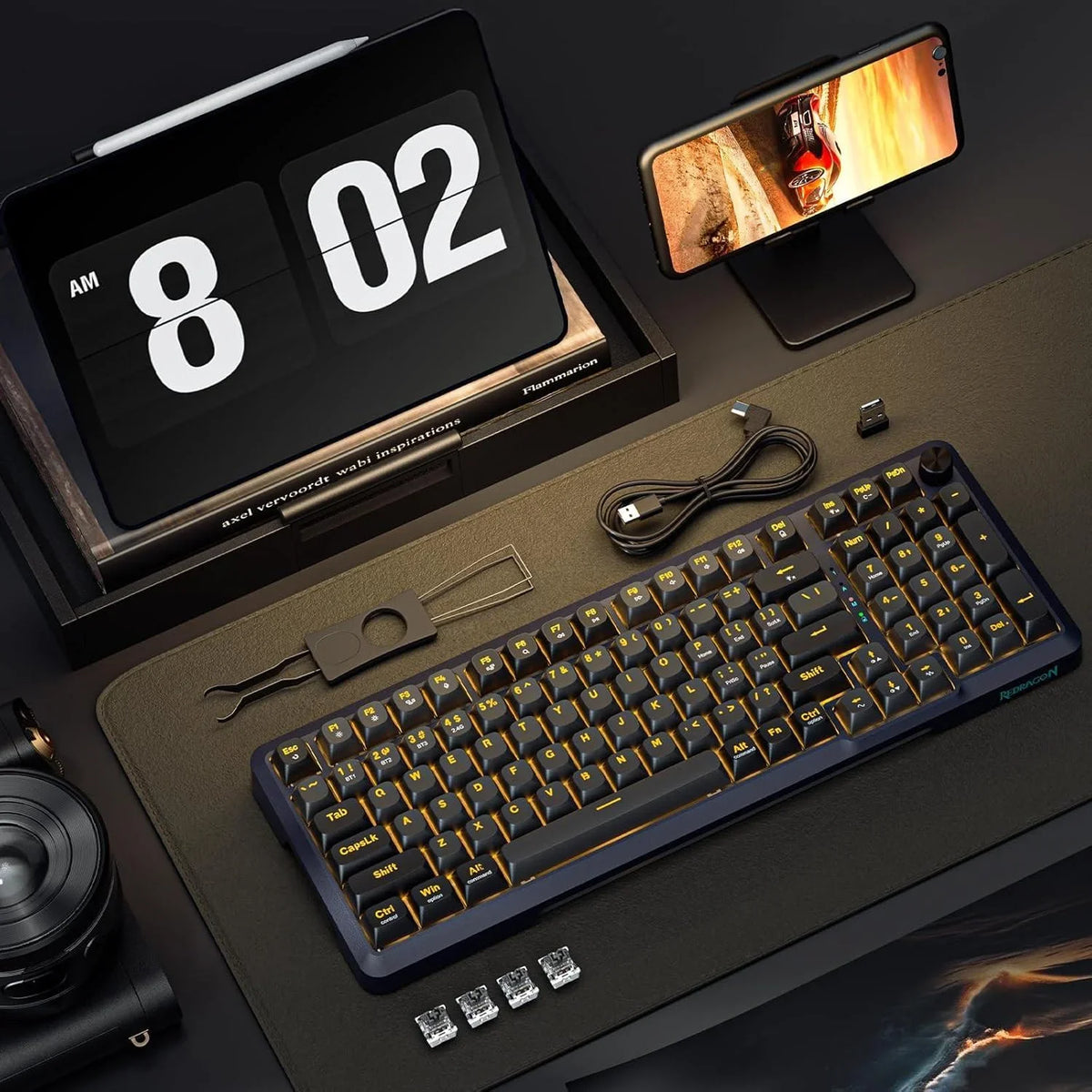 Redragon k688 wireless mechanical keyboard 3 mode gasket mounted rgb gaming