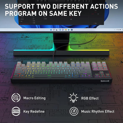 Redragon k707 he rapid trigger gaming keyboard 87 keys tkl wired mechanical