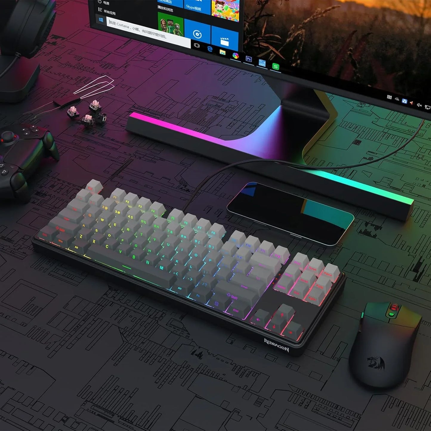 Redragon k707 he rapid trigger gaming keyboard 87 keys tkl wired mechanical