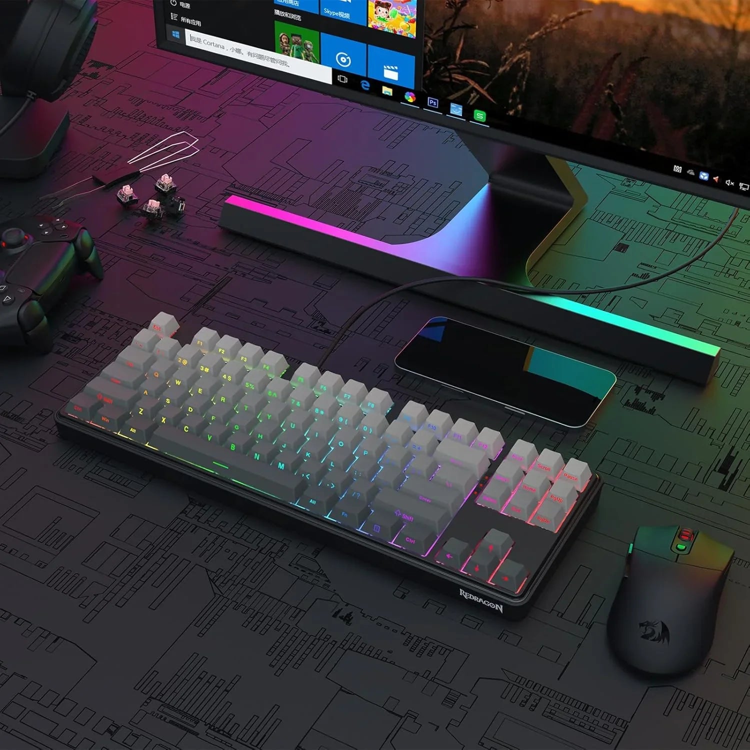 Redragon k707 he rapid trigger gaming keyboard 87 keys tkl wired mechanical