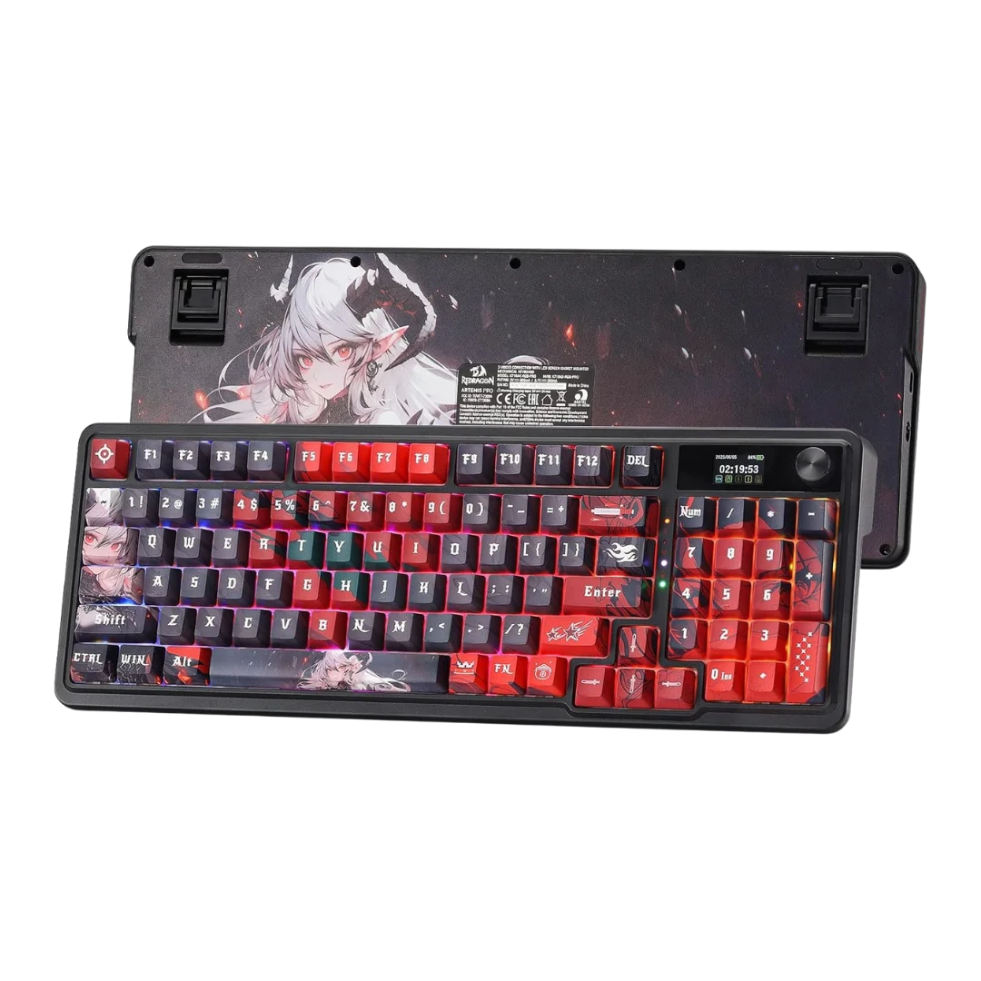 Redragon k719 pro wireless gasket gaming keyboard w/hype screen & knob 95 keys