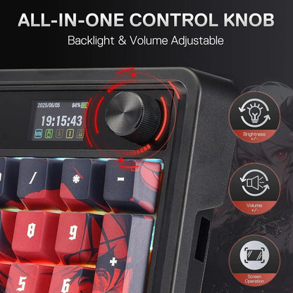 Redragon k719 pro wireless gasket gaming keyboard w/hype screen & knob 95 keys