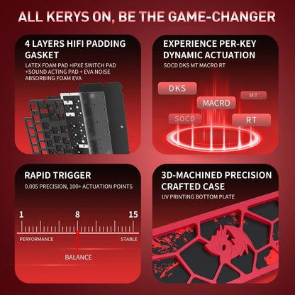 Redragon k753 he rapid trigger gaming keyboard 60% 61 keys wired mechanical
