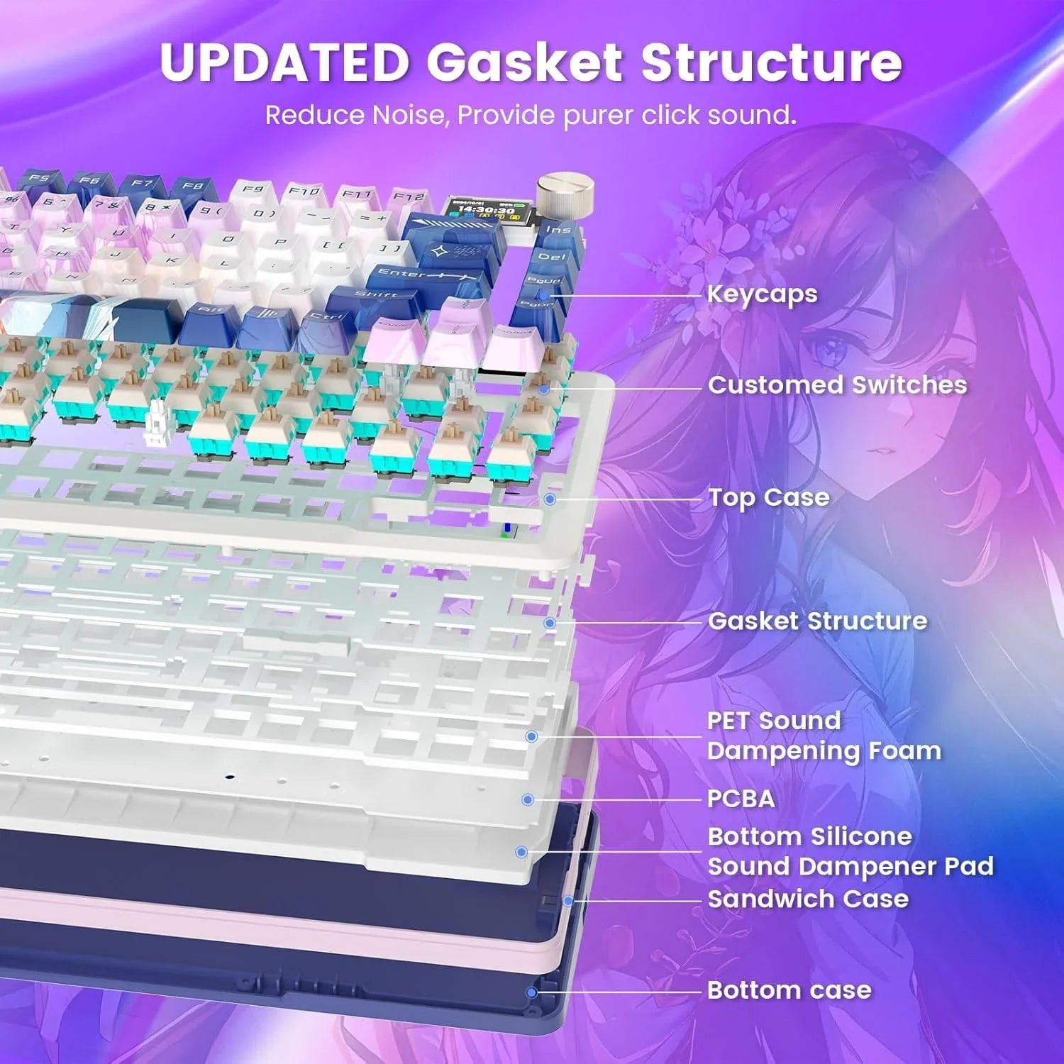 Redragon wireless mechanical keyboard gasket rgb gaming keyboard with 81 k708ak