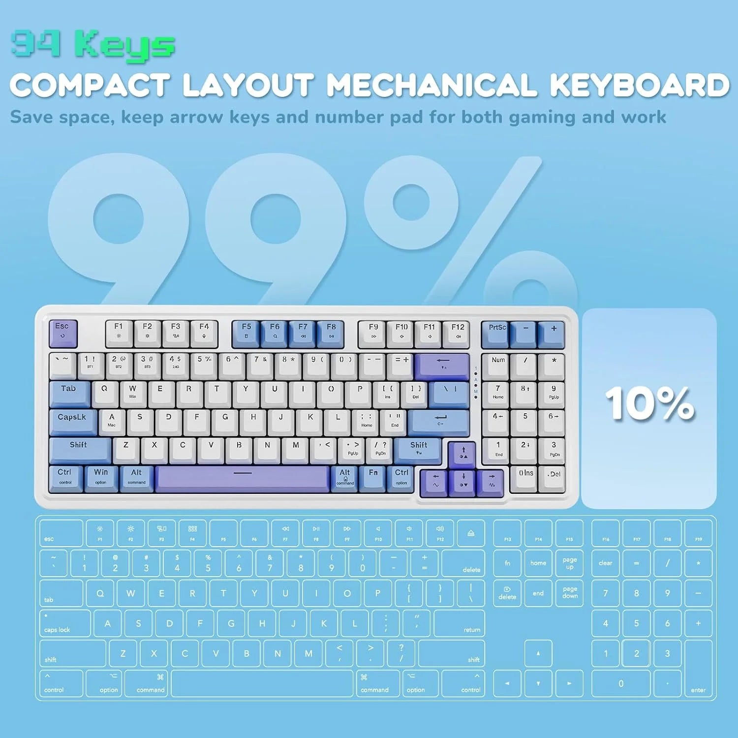 Keyboards wired and wireless bluetooth mechanical gaming keyboard redragon