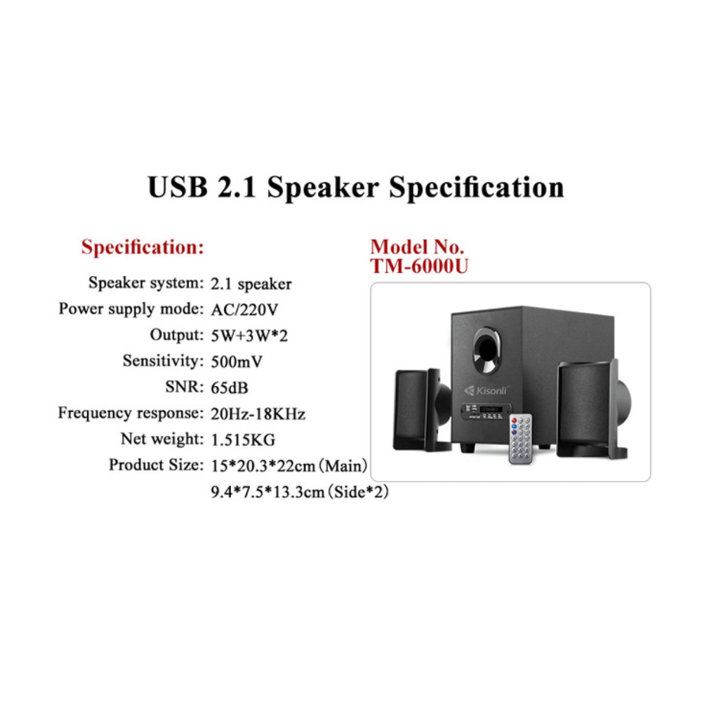 Kisonli tm-6000u creative speakers acoustic energy 2.1 home theater speaker - Fun Touch