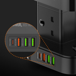 LDNIO 2m Tower Extension Lead with 6 Sockets 4 USB Slots & Wireless Charger UK