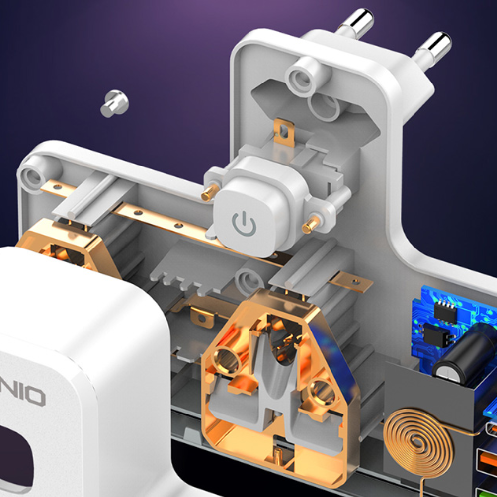 LDNIO SC2311 Power Strip with 2 AC Outlets 2USB USB C 2500W Cables & Chargers