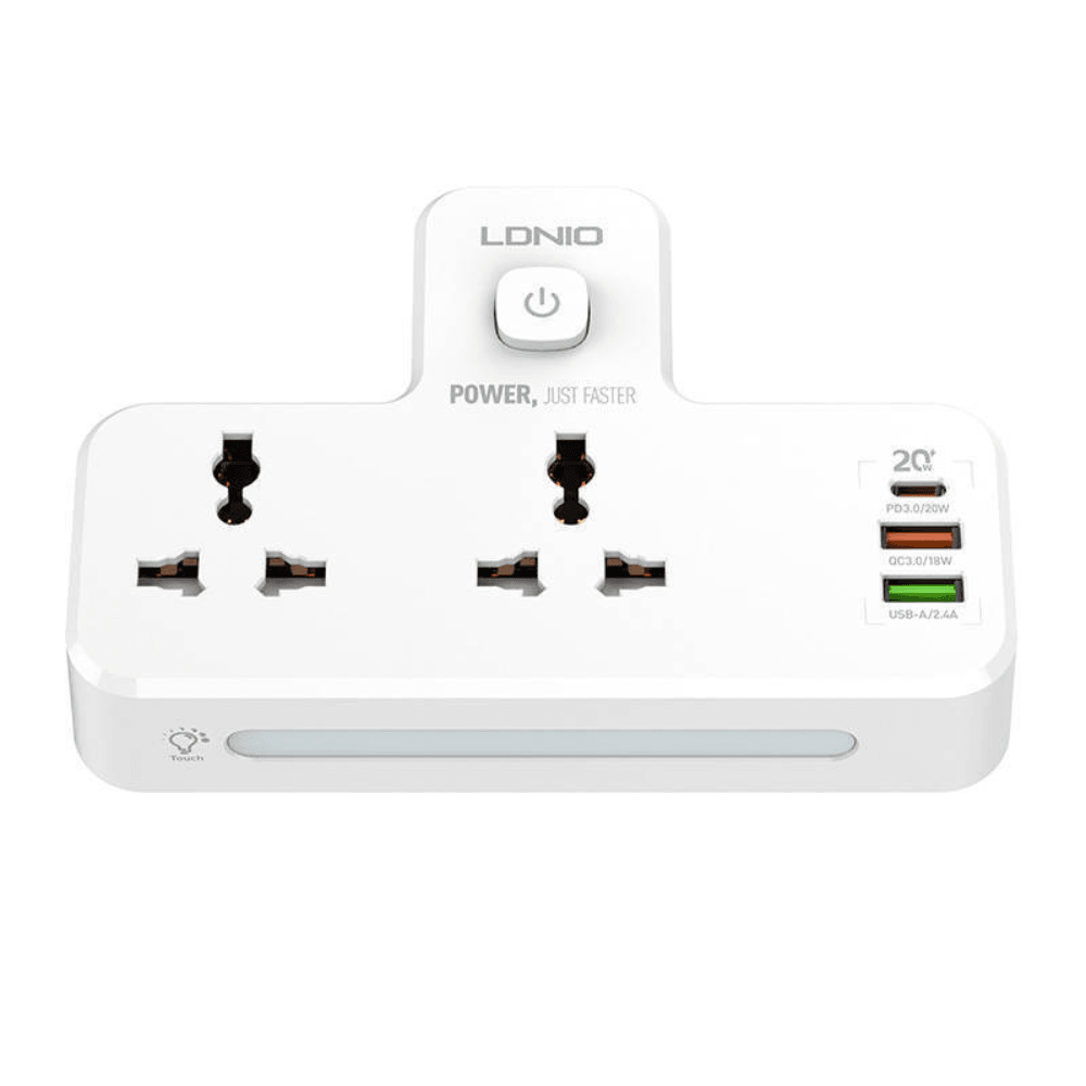 Ldnio sc2311 power strip with 2 ac outlets, 2usb, usb-c, 2500w - Fun Touch