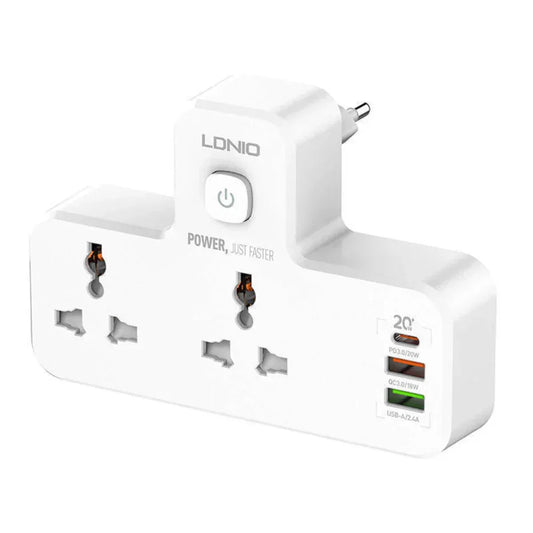 Ldnio sc2311 power strip with 2 ac outlets 2usb usb-c 2500w - cables&charges