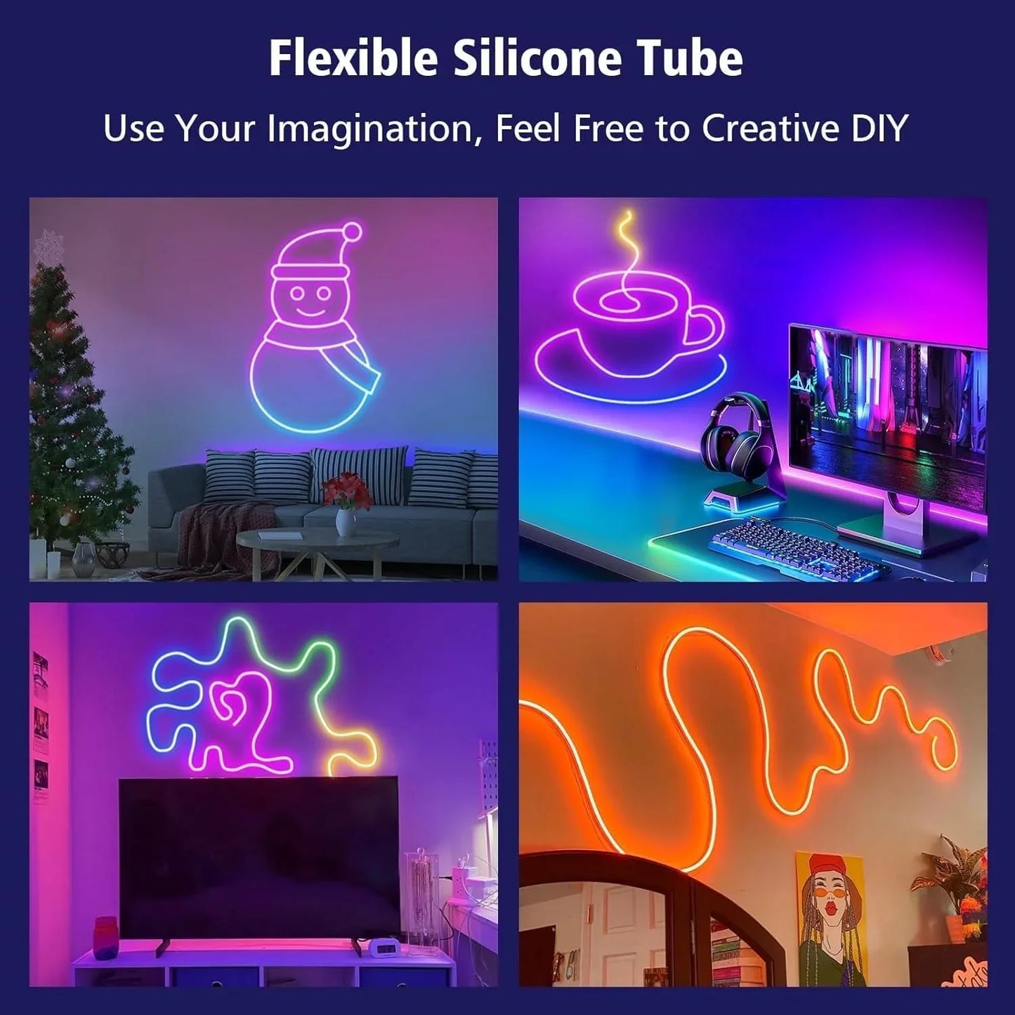 10m rgb-ic neon led strip light – 60+ dynamic lighting effects smart app &