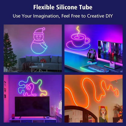 10m rgb-ic neon led strip light – 60+ dynamic lighting effects smart app &