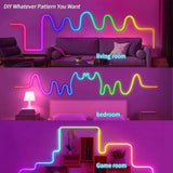 10m rgb-ic neon led strip light – 60+ dynamic lighting effects smart app &