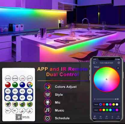 10m rgb-ic neon led strip light – 60+ dynamic lighting effects smart app &
