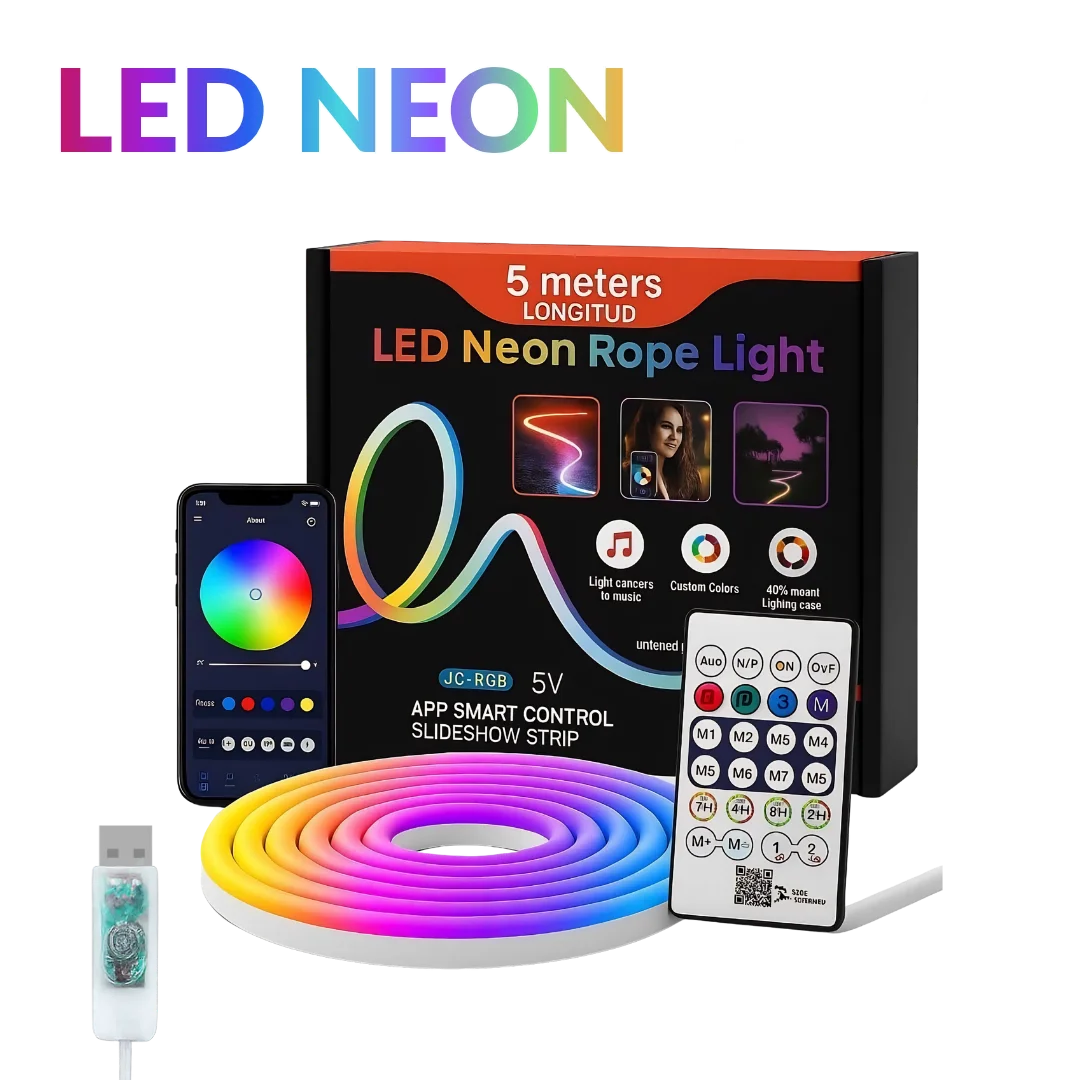 10m rgb-ic neon led strip light – 60+ dynamic lighting effects smart app &