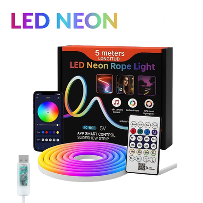 10m rgb-ic neon led strip light – 60+ dynamic lighting effects smart app &