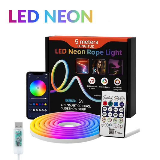 10m rgb-ic neon led strip light – 60+ dynamic lighting effects smart app &