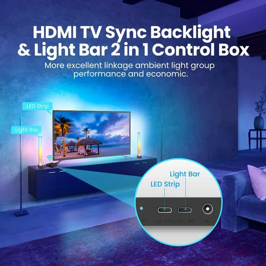 Avatto the tv led backlight hdmi 2.0 sync box with 5m rgbic led strip light