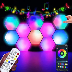 Color rgb bluetooth led hexagon light wall with app+ remote control