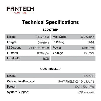 Fantech smart rgb led strip set sls0203 + la1als 6m