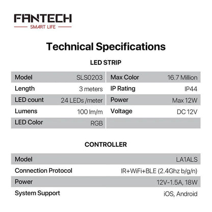 Fantech smart rgb led strip set sls0203 + la1als 6m
