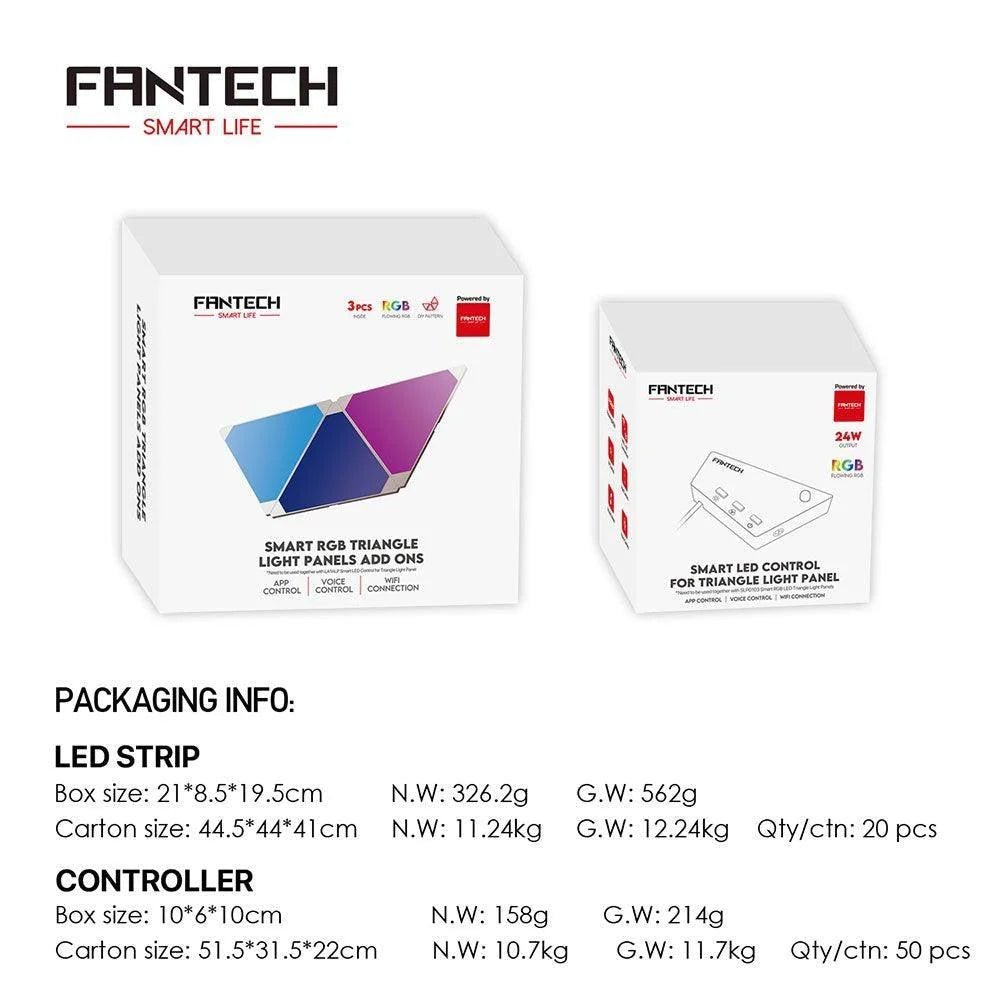 Fantech smart rgb triangle light panels set slp0103 + la1alp 9pcs