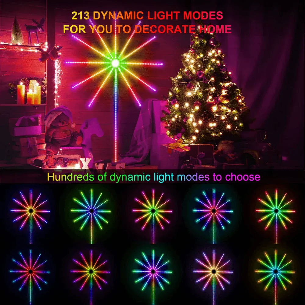 Firework led strip lights music sound sync bluetooth with remote control