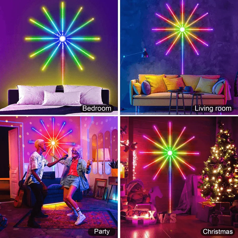 Firework led strip lights music sound sync bluetooth with remote control
