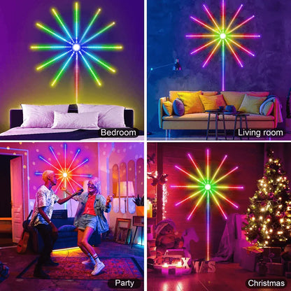Firework led strip lights music sound sync bluetooth with remote control