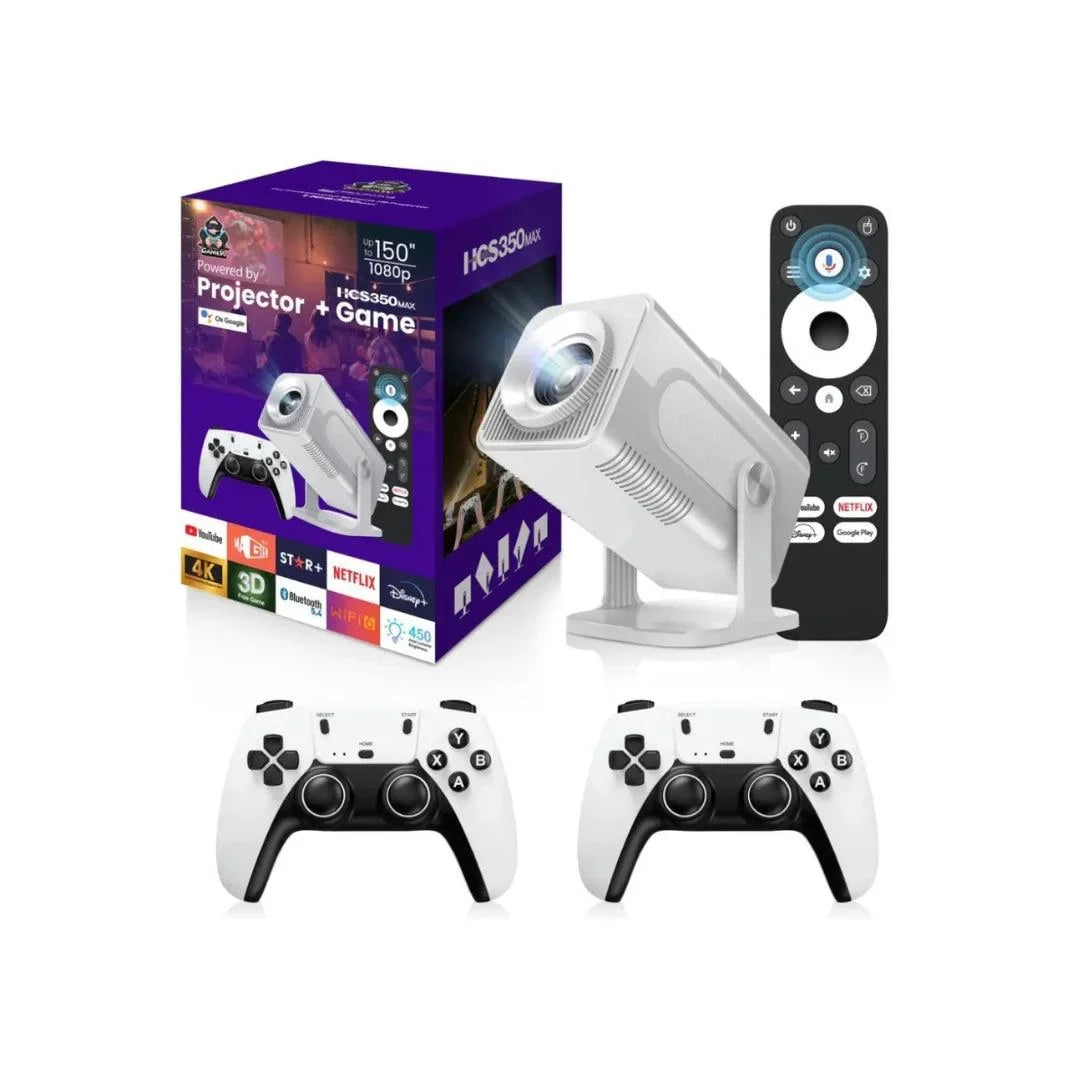 Hcs350 max android gaming projector with 02 wireless controllers & voice remote