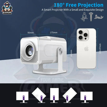 Hcs350 max android gaming projector with 02 wireless controllers & voice remote