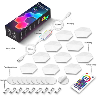 Hexagonal rgbic light panel with app + remote control wifi
