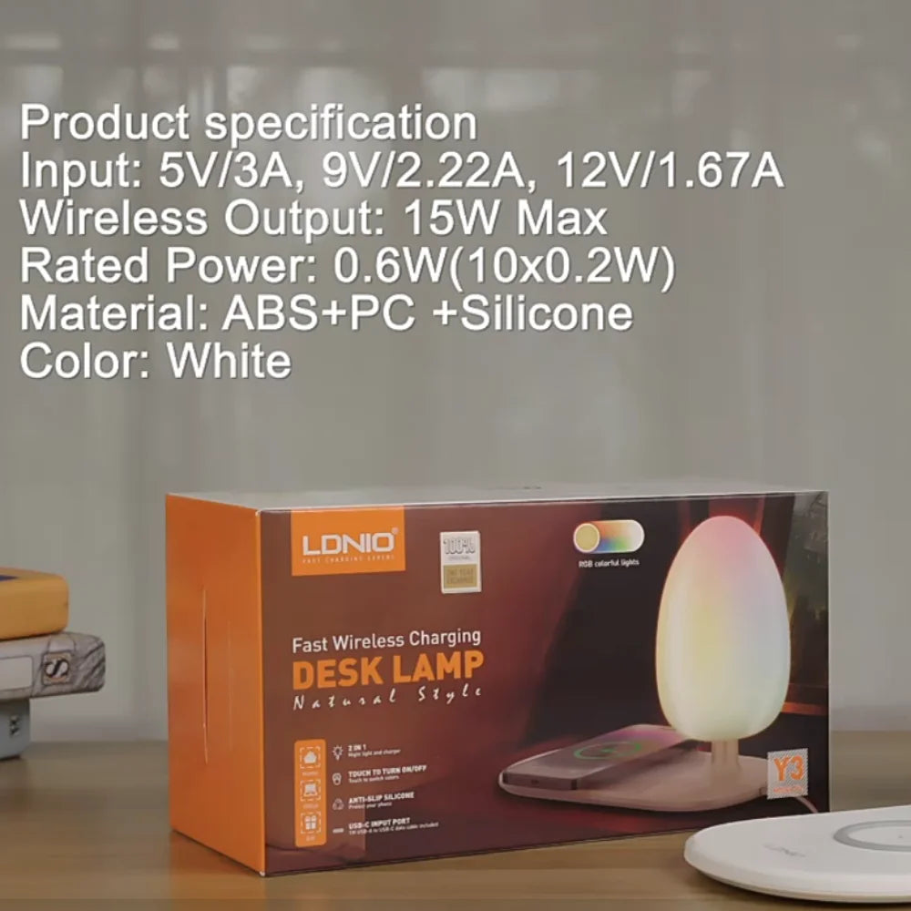 Ldnio y3 fast wireless charging desk lamp