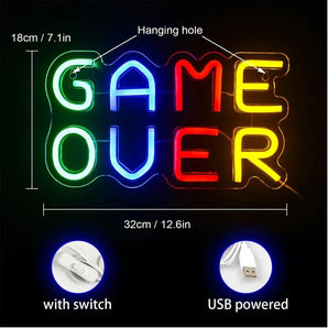 Led game over neon signs decorations acrylic handmade neon usb