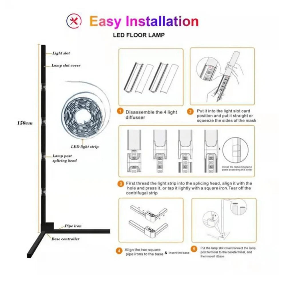 Modern led floor lamp rgb corner decoration