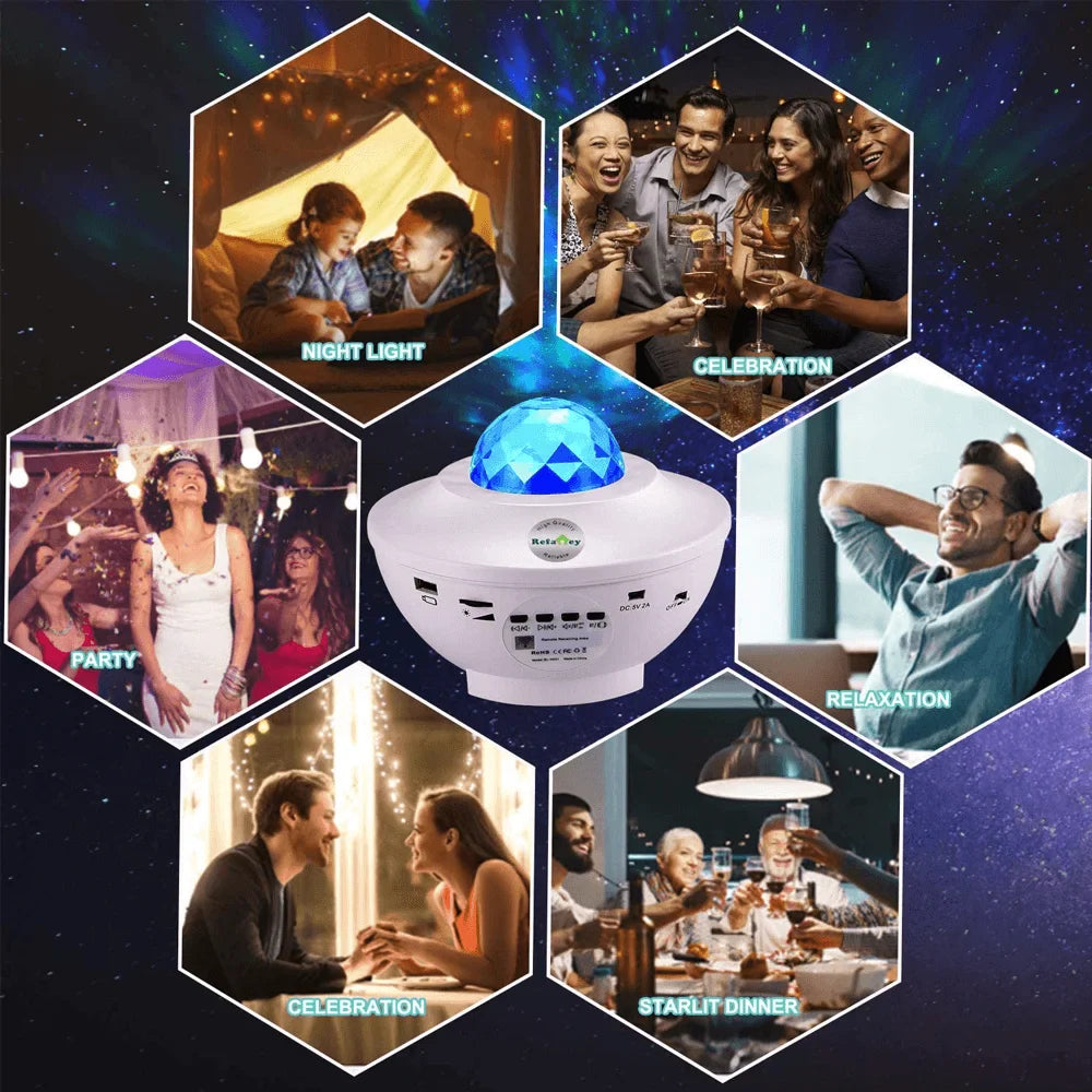 Starry projector light and music player