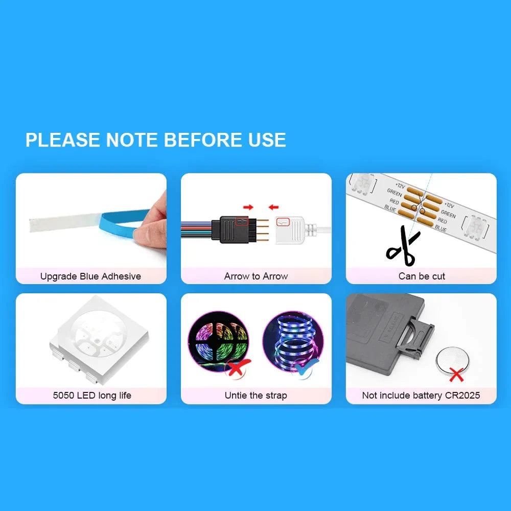 Led strip light rgb 5050 flexible ribbon with app control - lightning | strip lights