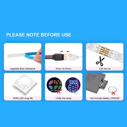 Led strip light rgb 5050 flexible ribbon with app control - lightning | strip lights